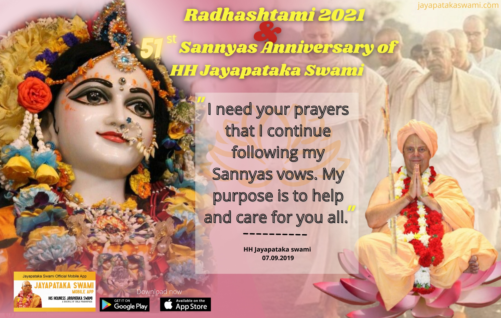 RADHASHTAMI 2021 51ST SANNYASA ANNIVERSARY OF HIS HOLINESS JAYAPATAKA SWAMI 1